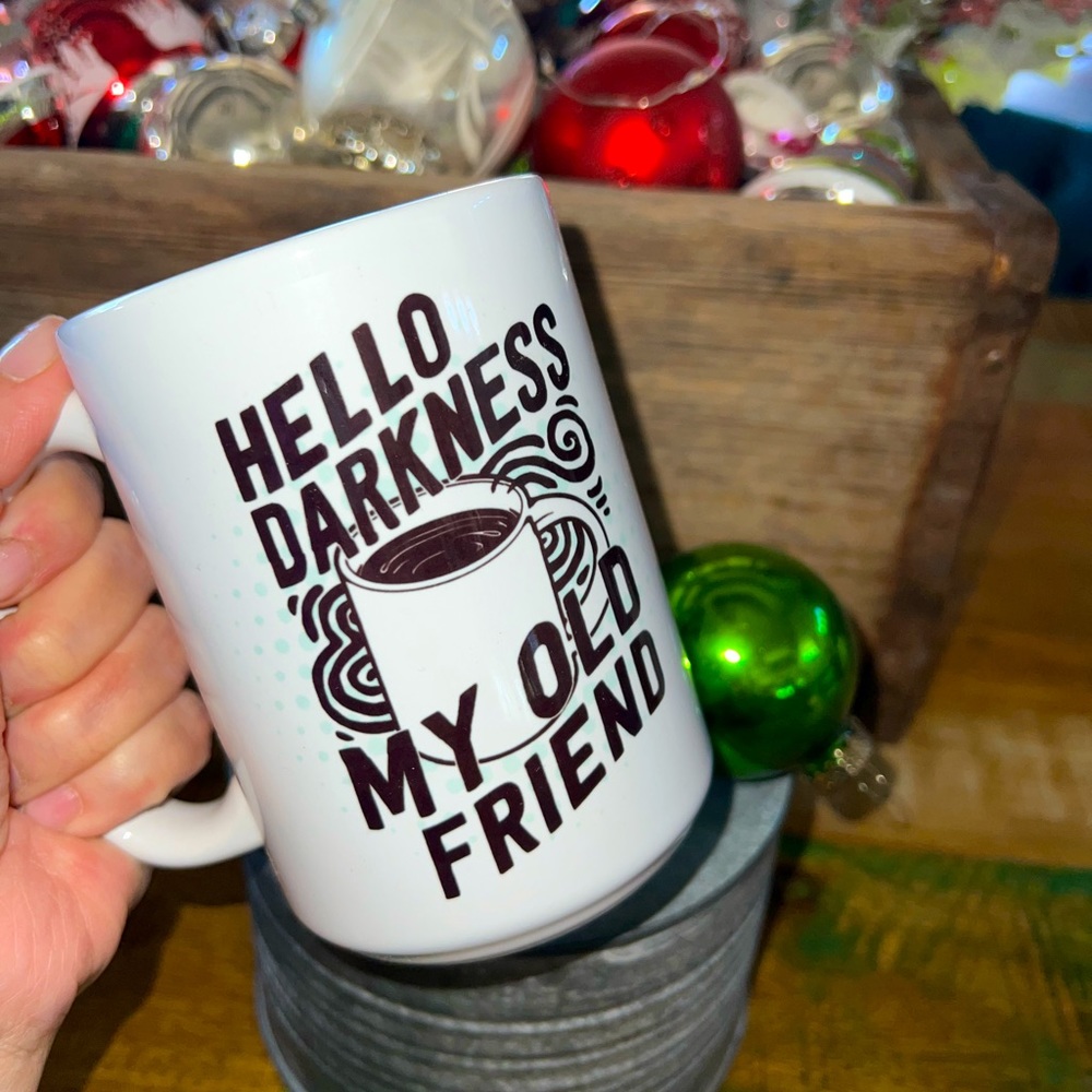 Coffee mug. Hello Darkness My Old Friend. NWT. NIB.